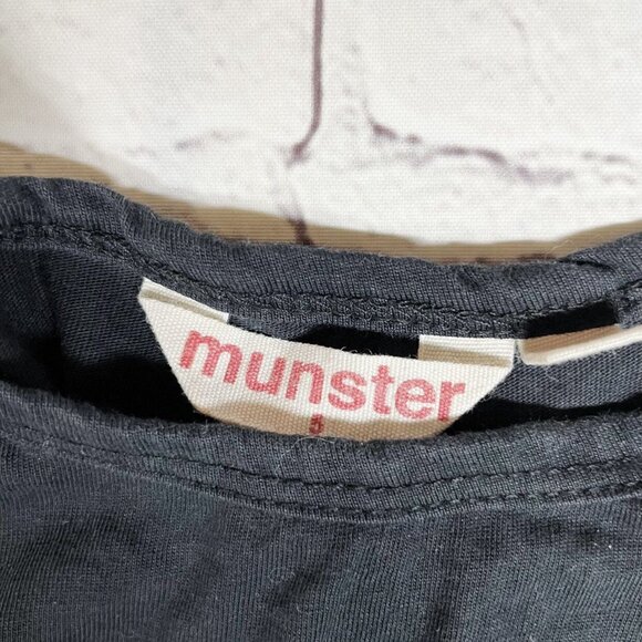 Missie Munster Crane Print Pullover Shift Dress Girls 5 Black Pink Cotton - Picture 5 of 6